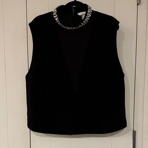 H&M Black Top with Jewel Collar